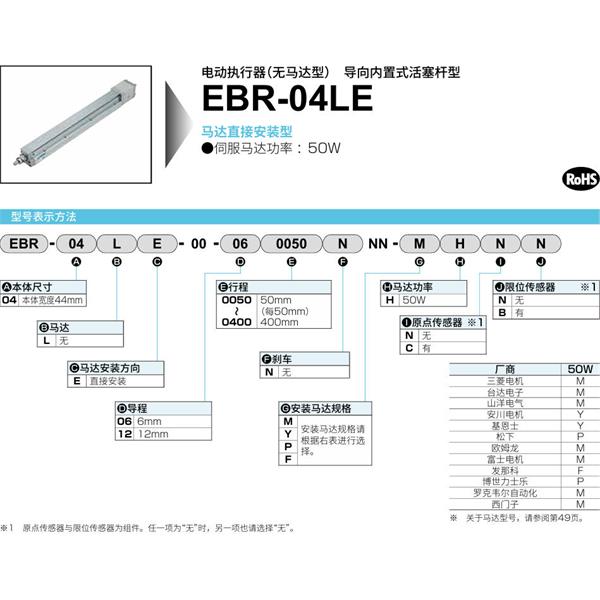 CKD喜開理電動執(zhí)行器（無馬達型）滑塊型EBR-04LE-00-120050NNN-YHNN