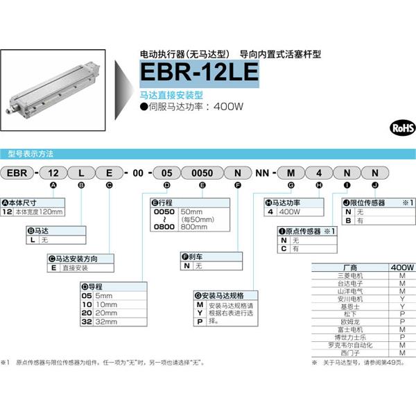 CKD喜開理電動執(zhí)行器（無馬達型）滑塊型EBR-12LE-00-050800NNN-P2CB