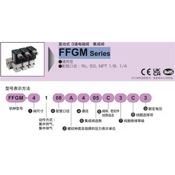 CKD喜開(kāi)理多種流體直動(dòng)式3通電磁閥集成閥FFGM-3100CS02A3A1