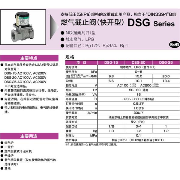 CKD喜開理氣體遮蔽閥（快開型）DSG-15-AC100V