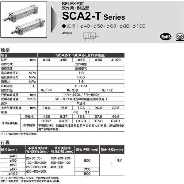 CKD喜開理SELEX氣缸SCA2-T-FB-63B-100-SI