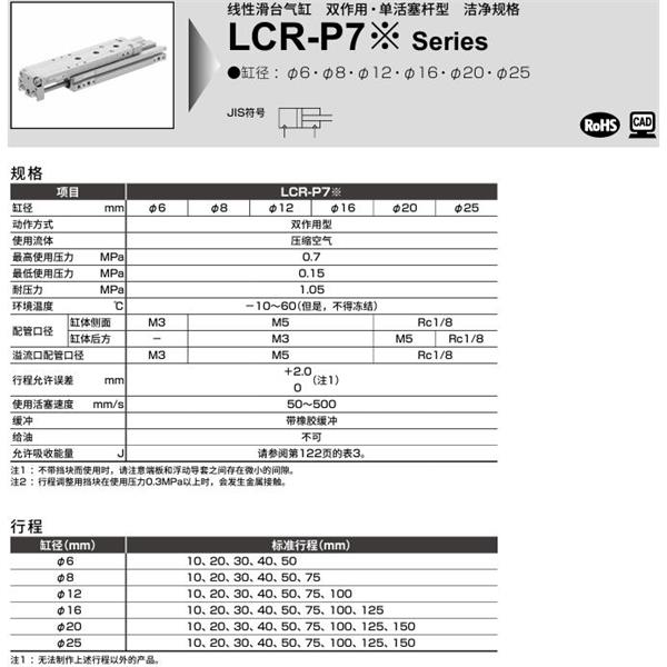 CKD喜開(kāi)理線性滑臺(tái)氣缸LCR-20-30-F2H1-R-S506DTP72