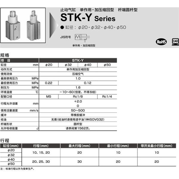 CKD喜開理止動(dòng)氣缸STK-Y-20-20-T0H-R-N11