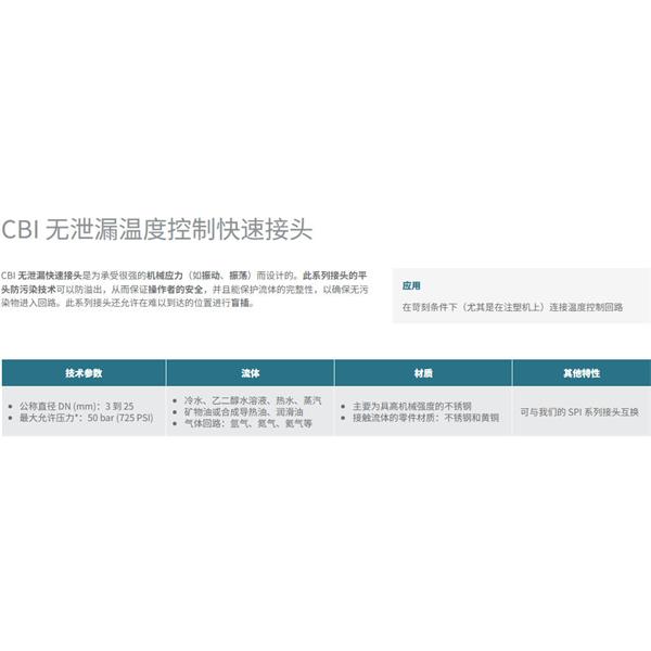 瑞士STAUBLI史陶比爾無泄漏溫度控制快速接頭CBI 09.7152/IA