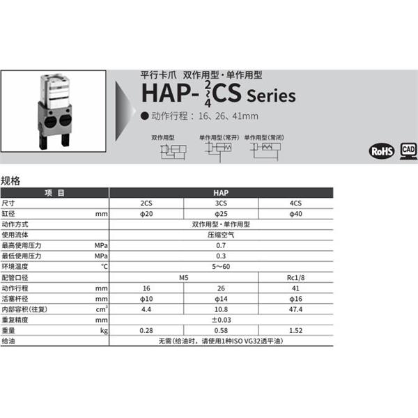 CKD喜開(kāi)理平行卡爪HAP-3CS-O