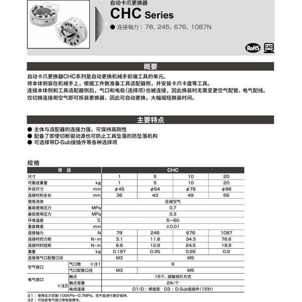 CKD喜開理自動卡爪更換器自動卡爪更換器CHC-20H-D3