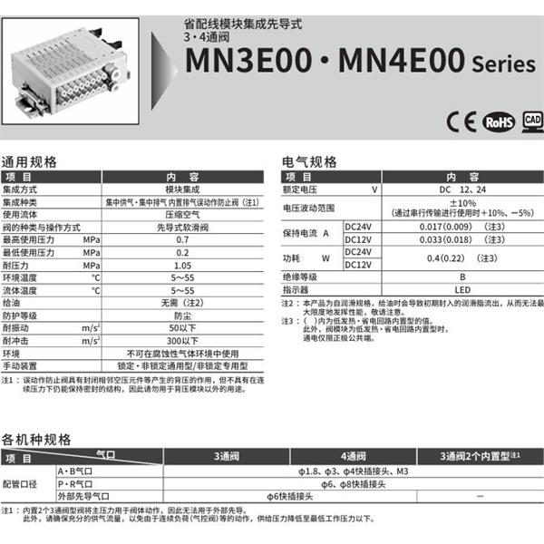 CKD喜開理PLC對應(yīng)型模塊集成閥MN3E0020-CXN-R-MT6G1D2E-5-3